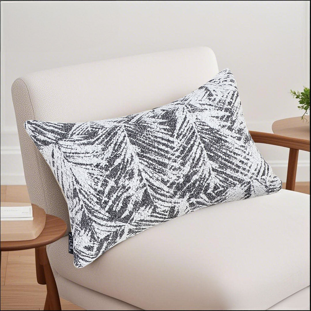 SOGA 2X 35cm Modern Charcoal Palm Leaf Print Contemporary Throw Pillow