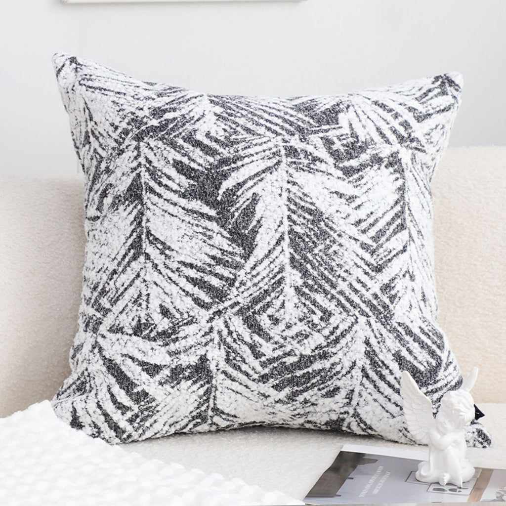 SOGA 2X 50cm Modern Charcoal Palm Leaf Print Contemporary Throw Pillow