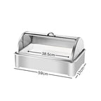 SOGA 59x38.5cm Silver Color Ceramic Serving Bowl Chafing Dish for Kitchen Essential