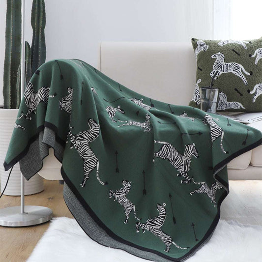 SOGA 2X Olive Green Zebra Print Throw Blanket 130x180cm 100% Cotton $ 237