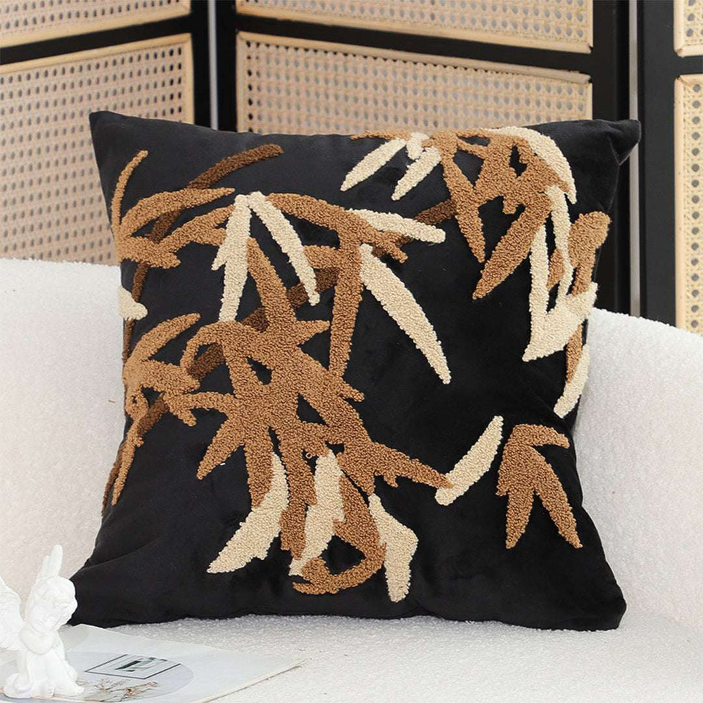 SOGA 2X 45cm Black Brown Bamboo Leaf Botanical Embroidered Throw Pillow $ 118