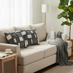 SOGA Home & Living Bundle – 2 Gray Bohemian Fringe Pillow & Star Grey Tassel Blanket