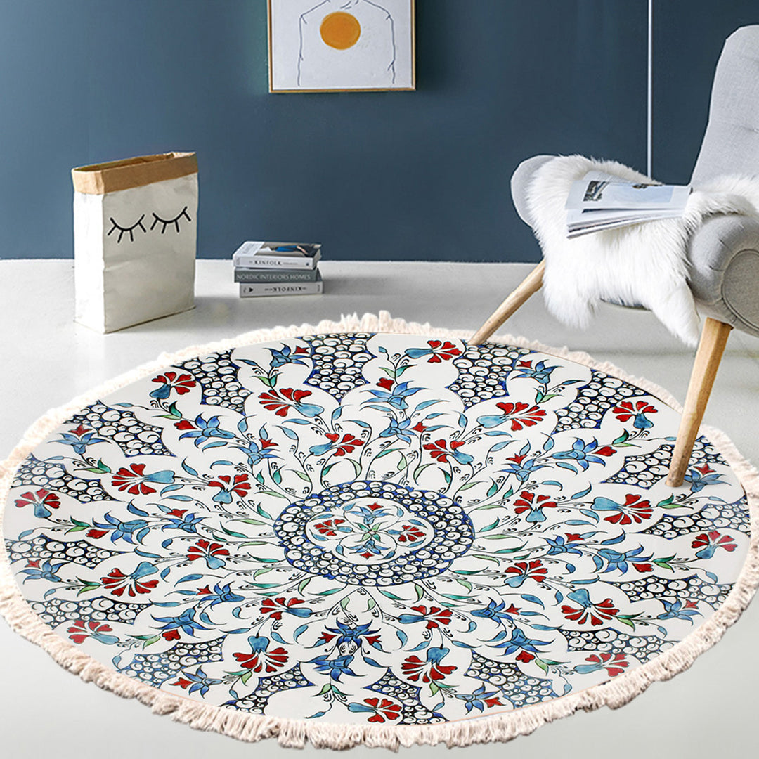 SOGA 2X 120cm Mandala Round Area Thick Anti-slip Doormat, Home Decor
