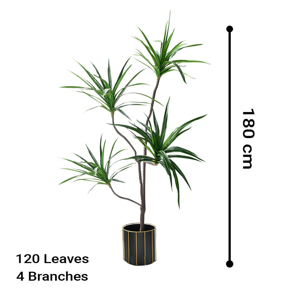 SOGA 180cm Realistic Artificial Dracaena, Rubberised Silk Cloth  Iron Wire Home Decor
