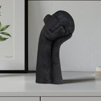 SOGA 38cm Black Head Sculpture – Minimalist Resin Decor