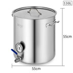 SOGA Stainless Steel Brewery Pot 130L With Beer Valve 55*55cm
