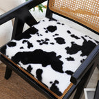 SOGA Black Cow Print Cushion – Soft Plush Backrest for Home & Office