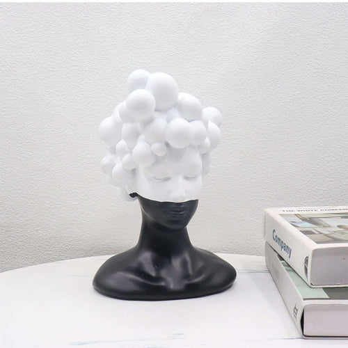 SOGA 49cm Bubble Head Resin Bust – Artistic Black White Accent $ 177