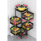 SOGA 2X 5 Tier Steel Square Rotating Kitchen Cart Multi-Functional Shelves Storage Organizer with Wheels
