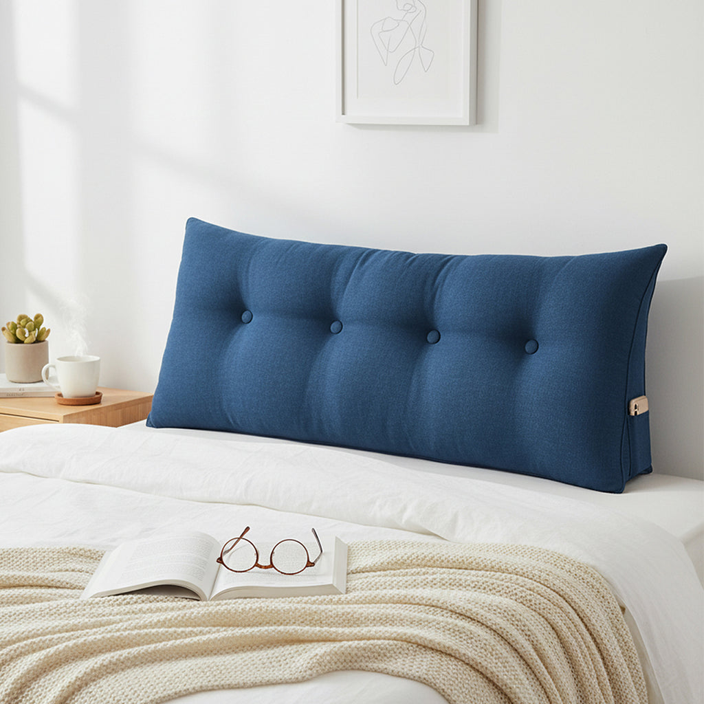 SOGA 2X 120cm Blue Triangular Wedge Bed Pillow Headboard Backrest Bedside Tatami Cushion Home Decor