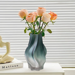 SOGA 27cm Glass Vase Blue with Beautiful glass Bubble Texture Art Vases