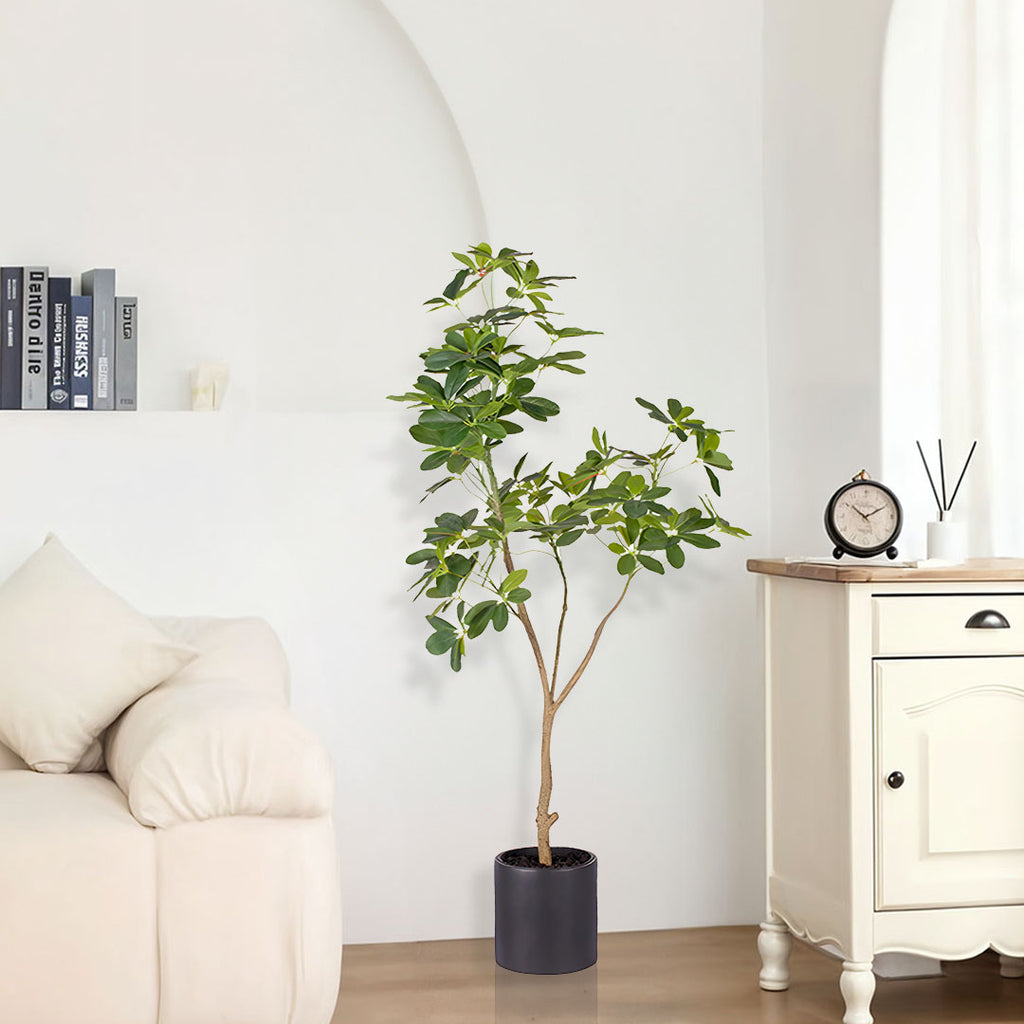 SOGA 120cm Artificial Natural Green Schefflera Dwarf Umbrella Tree Fake Tropical Indoor Plant Home Office Decor