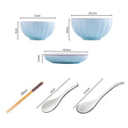 SOGA Blue Japanese Style Ceramic Dinnerware Crockery Soup Bowl Plate Server Kitchen Home Decor Set of 6