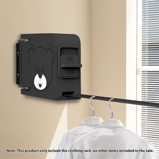 SOGA 2X 160mm Wall-Mounted Clothes Line Dry Rack Retractable Space-Saving Foldable Hanger Black