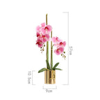 SOGA Pink Artificial Fake Orchid Flower in Copper Metal Vase Set