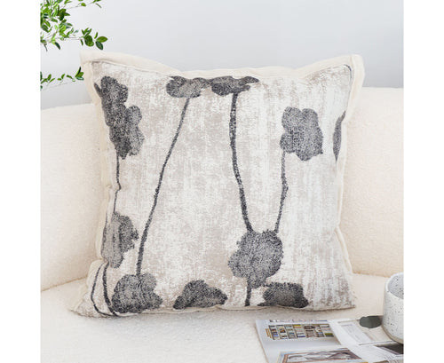 SOGA 45cm Modern Gray Floral Stem Pattern Contemporary Throw Pillow