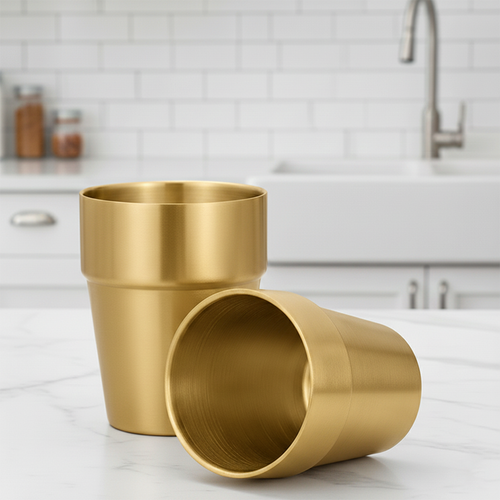 SOGA 260ml Stainless Steel Cups Set of 6 Reusable Durable Gold Drinking Tumblers $ 51