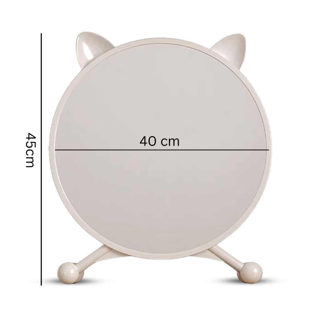 SOGA 2X 40cm White Smart Makeup Bedroom Table Mirror Cat Ear Style No LED Light