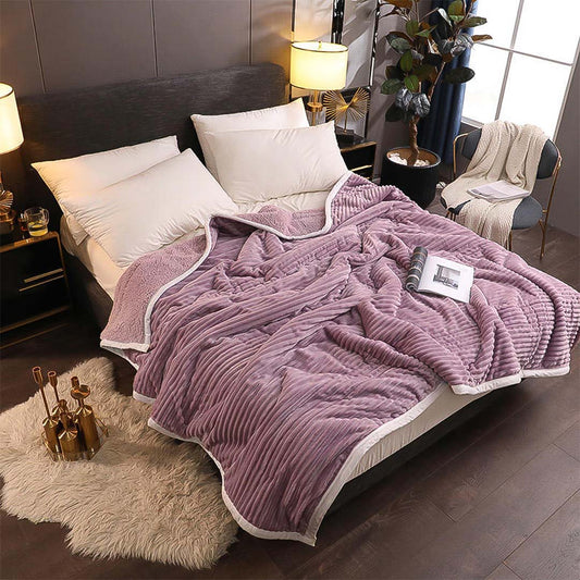 SOGA 2X Throw Blanket Warm Cozy Double Sided Thick Flannel Coverlet Fleece Bed Sofa Comforter Purple