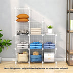 SOGA White Portable 9-Cube 3 Column Storage Organiser Foldable DIY Modular Grid Space Saving Shelf 149cm