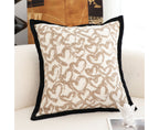 SOGA 50cm Elegant Beige Scrollwork Pattern Black Trim Decorative Throw Pillow