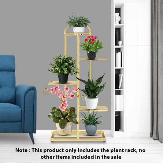 SOGA 2X 5 Tier 6 Pots Gold Metal Plant Stand Flowerpot Display Shelf Rack Indoor Home Office Decor