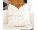 SOGA 45cm Bohemian Cream Tufted Grid Pattern Decorative Throw Pillow