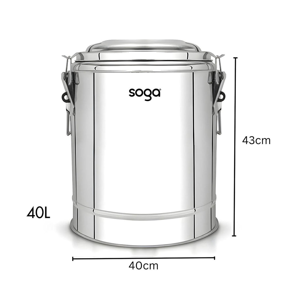 SOGA 40L Stainless Steel Insulated Stock Pot Hot & Cold Beverage Container