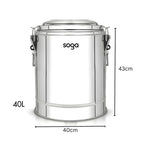SOGA 40L Stainless Steel Insulated Stock Pot Hot & Cold Beverage Container