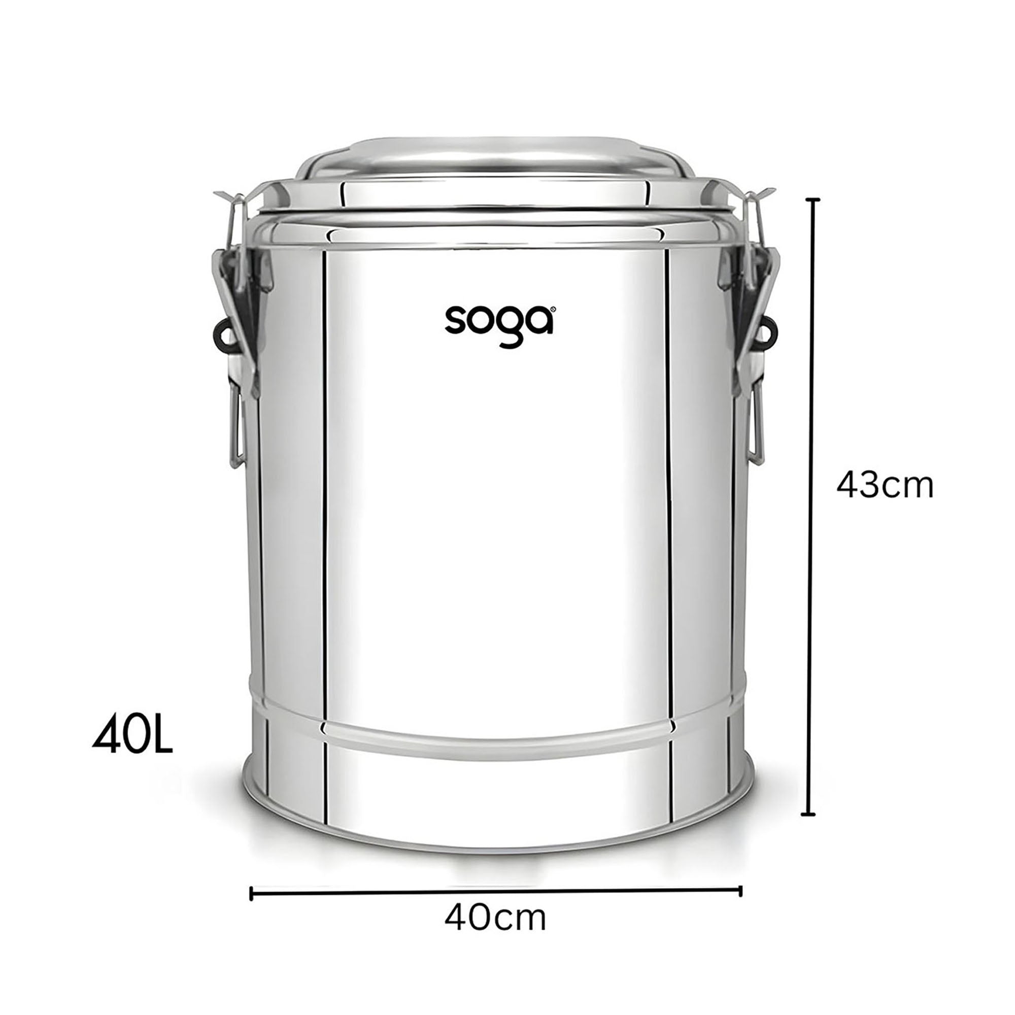 SOGA 40L Stainless Steel Insulated Stock Pot Hot & Cold Beverage Container