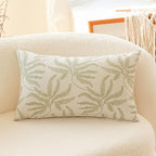 SOGA 35cm Botanical Green Fern Leaf Embroidered Decorative Throw Pillow