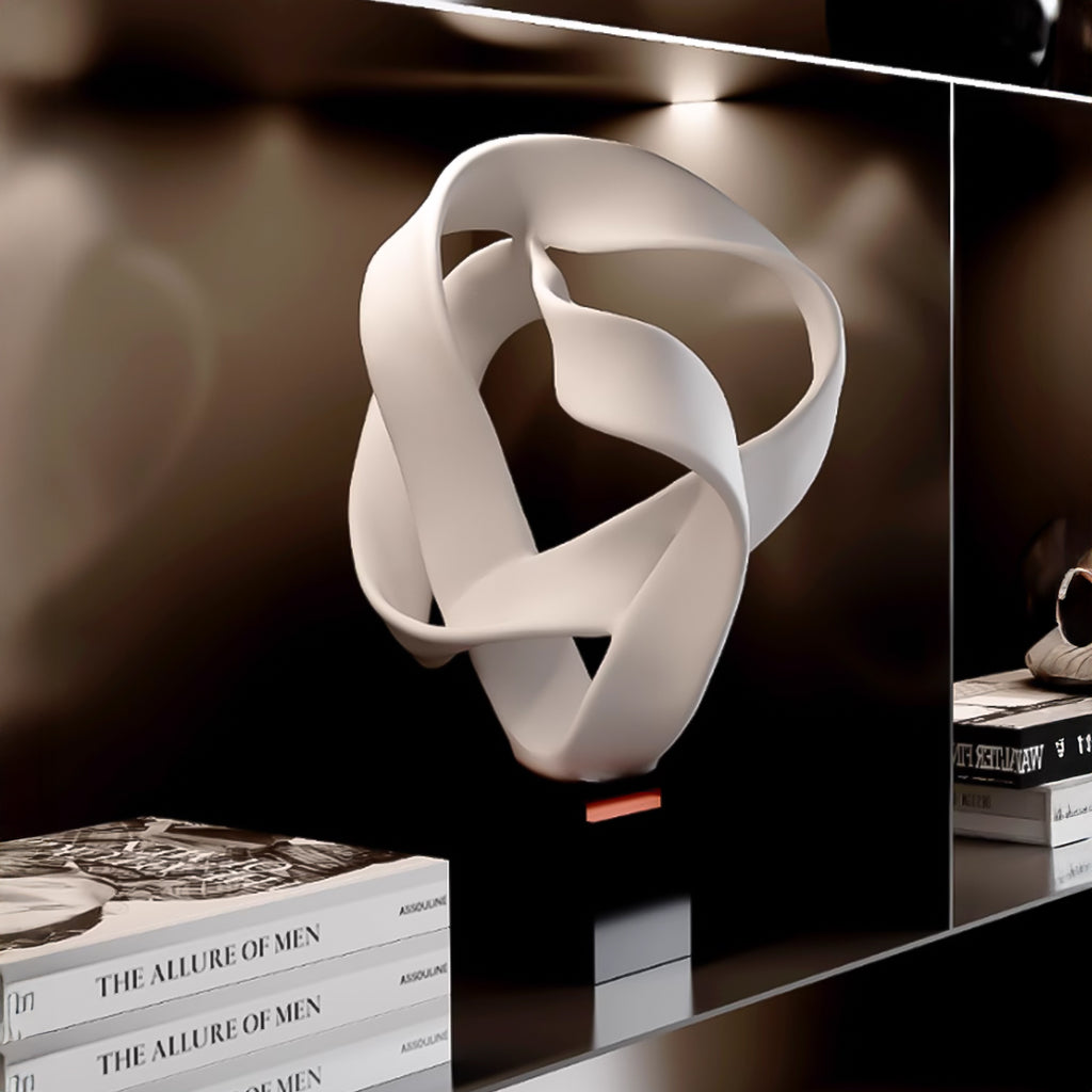 SOGA 41cm White Loop Sculpture – Home Decor