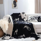 SOGA Black Cream Animal Print Throw Blanket 130x180cm Polyester