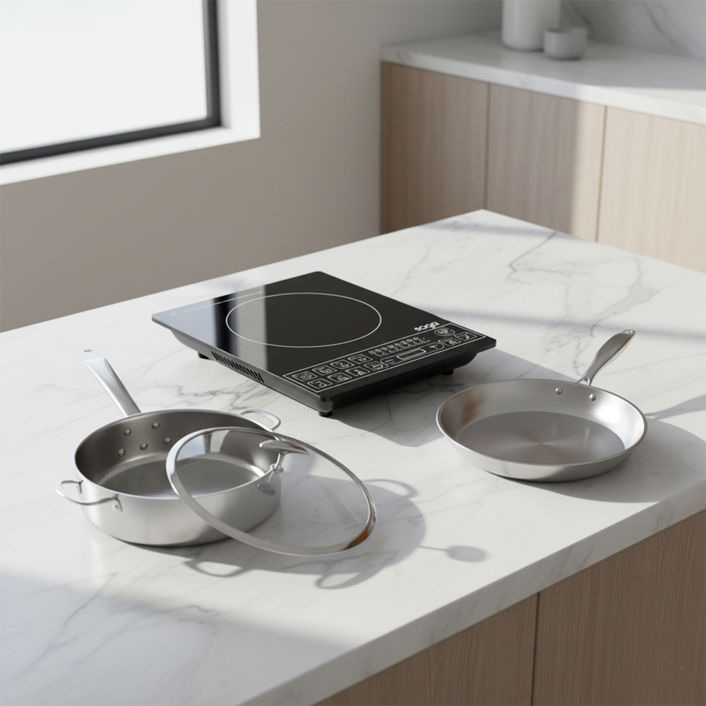 SOGA Kitchenware Bundle – Smart Induction Cooktop, 30cm Saucepan & 28cm Fry Pan $ 261