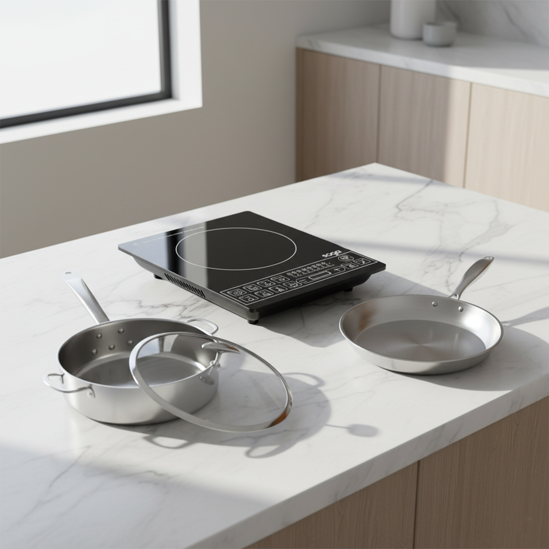 SOGA Kitchenware Bundle – Smart Induction Cooktop, 30cm Saucepan & 28cm Fry Pan $ 261