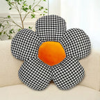 SOGA Black w/ Orange Flower Cushion Shaped for Floor and Sitting Throw Pillow