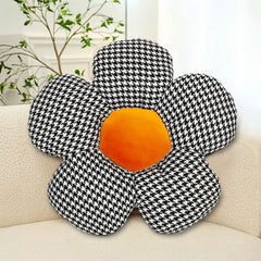 SOGA Black Flower Cushion Shaped for Floor and Sitting Throw Pillow