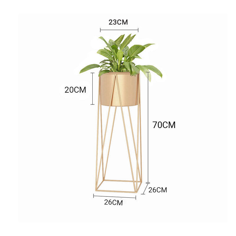 SOGA 4X 70cm Gold Metal Plant Stand with Gold Flower Pot Holder Corner Shelving Rack Indoor Display
