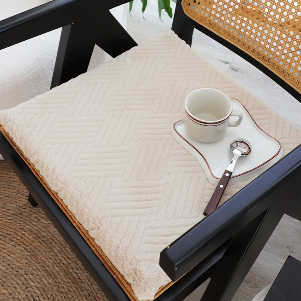 SOGA 2X Beige Chevron Square Cushion Soft Leaning Plush Backrest Throw Seat Pillow