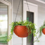 SOGA 2X Red Large Hanging Resin Flower Pot Self Watering Basket Planter