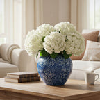 SOGA 21x22cm Blue with White Mini Floral Small Ceramic Flower Vase Elegant Living Room Home Decor