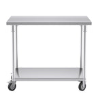 SOGA 100cm Commercial Catering Kitchen Stainless Steel Prep Work Bench Table with Wheels