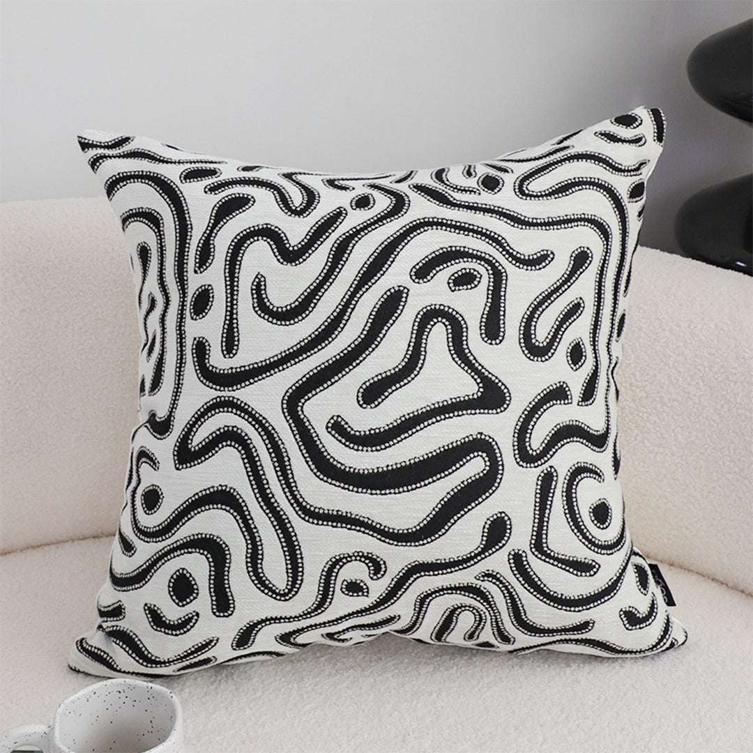 SOGA 2X 50cm Black White Abstract Swirl Pattern Decorative Throw Pillow $ 140