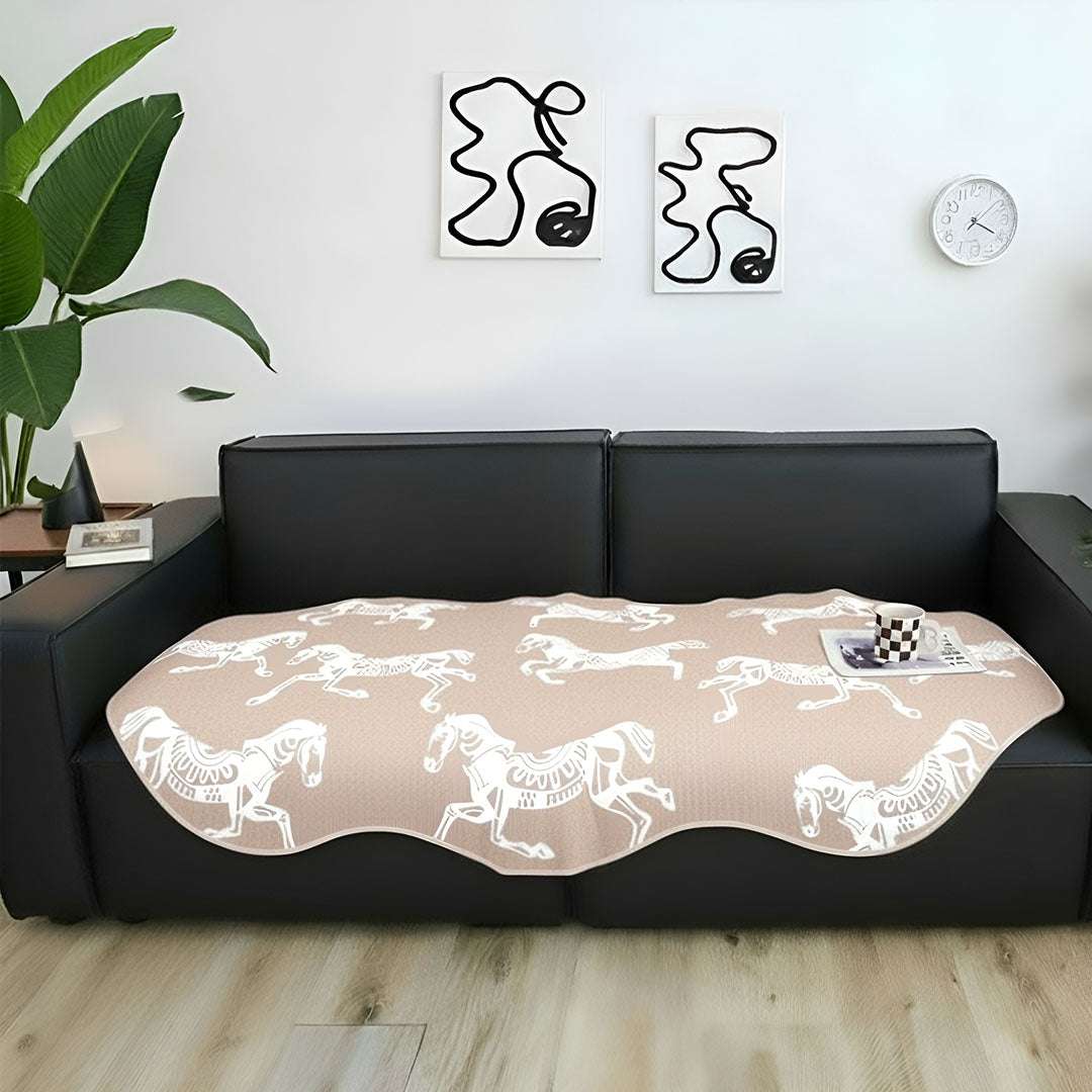 SOGA Two-Seater Beige Horse Print 90x90cm Throw Blanket Sofa Cover $ 111