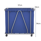 SOGA Stainless Steel Commercial Large Soiled Linen Laundry Trolley Cart with Wheels Blue