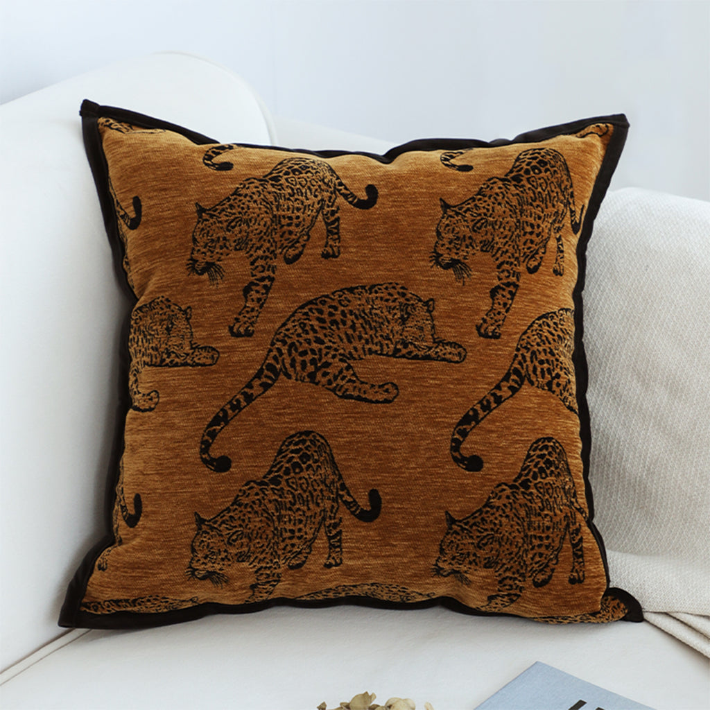 SOGA 2X 45cm Throw Pillow Dark Brown Leopard Square Retro Decorative Cushion for Living Room