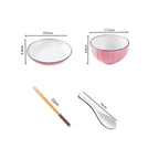 SOGA Pink Japanese Style Ceramic Dinnerware Crockery Soup Bowl Plate Server Kitchen Home Decor Set of 8