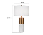 SOGA 4X 60cm White Marble Bedside Modern Desk Table Lamp Living Room Shade with Cylinder Base