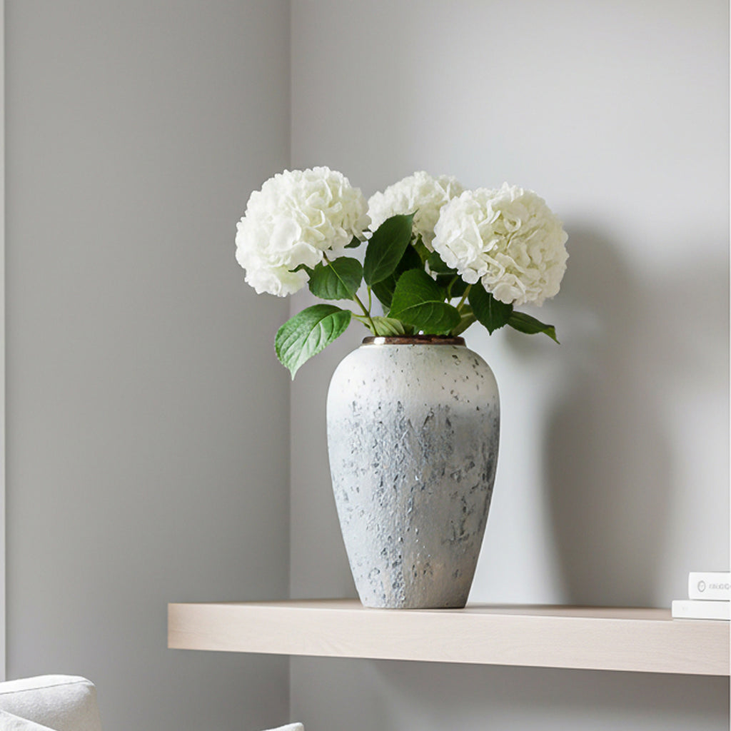 SOGA 30x19cm White and Grey Medium Ceramic Flower Vase Elegant Living Room Home Decor