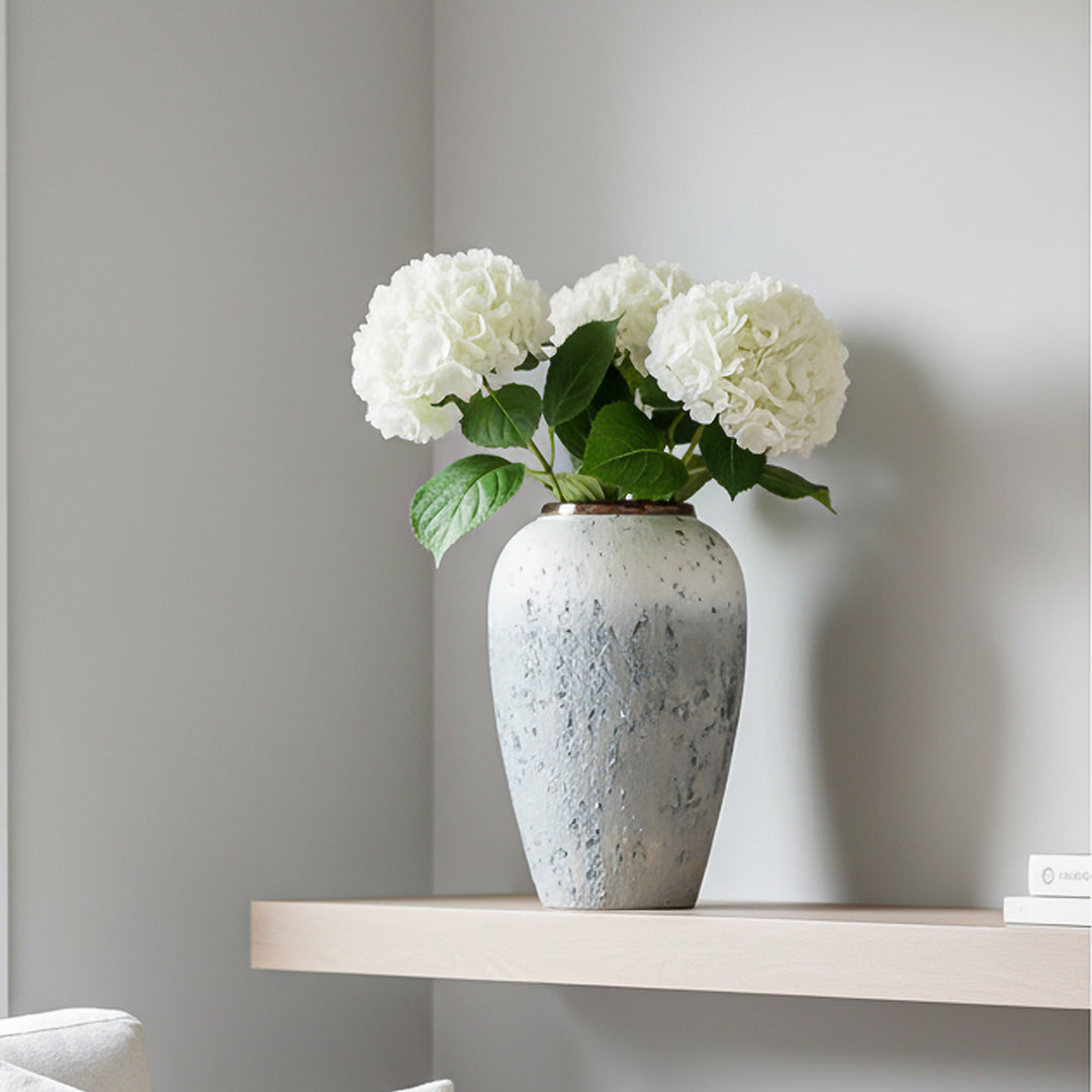 SOGA 30x19cm White and Grey Medium Ceramic Flower Vase Elegant Living Room Home Decor